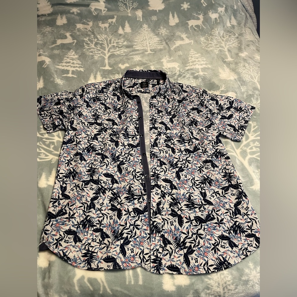 men’s palm leaf button down tshirt